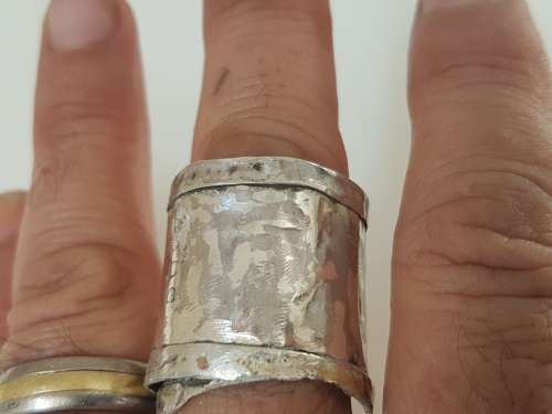 Solid Sterling Silver Rough Finish Man's Ring with HALLMARK.