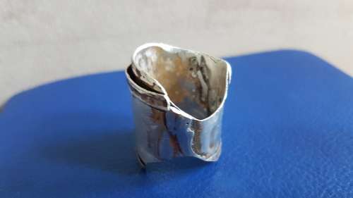 Solid Sterling Silver Rough Finish Man's Ring with HALLMARK.