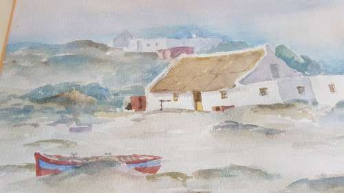Jo Ebersohn. Kassiesbaai, Arniston. Original Watercolour, signed and gilt frame!