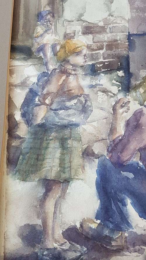 Durant Sihlali (1935-2004 ). The Couple. Original Watercolour. Signed Front and Back,  Framed.