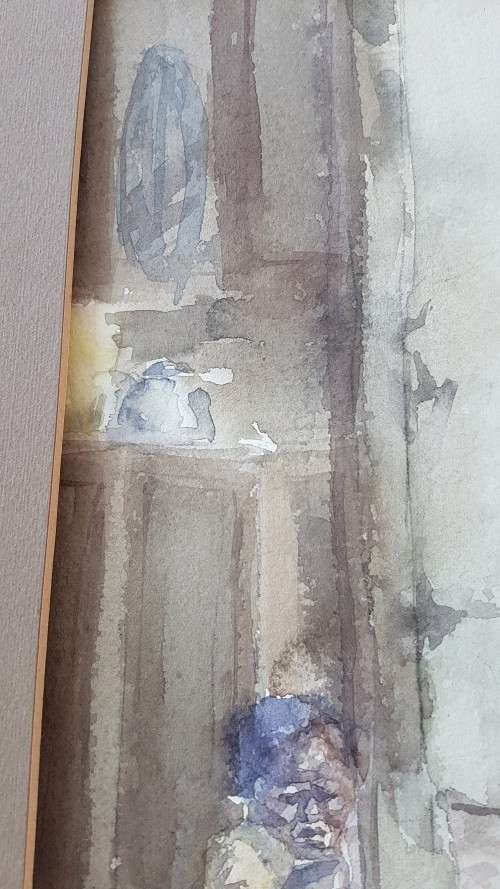 Durant Sihlali (1935-2004 ). The Couple. Original Watercolour. Signed Front and Back,  Framed.