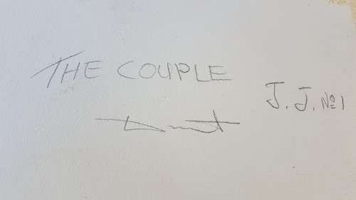 Durant Sihlali (1935-2004 ). The Couple. Original Watercolour. Signed Front and Back,  Framed.