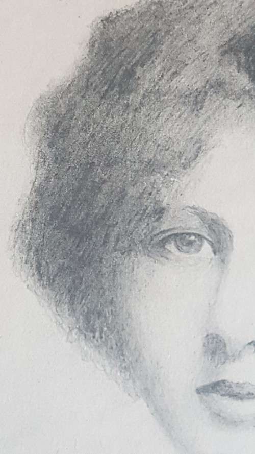 Original 1904 Pencil Drawing of Edwardian Lady signed M.J. Whiteley, dated April 1904.