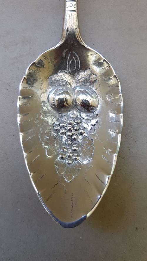 Solid Silver Scottish Georgian Berry Spoon. Clear hallmarks. 31.3 grams