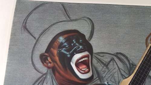 HAND SIGNED Tretchikoff  Cape Carnival Banjo Player.  Ornate black frame. Excellent condition.