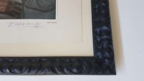 HAND SIGNED Tretchikoff  Cape Carnival Banjo Player.  Ornate black frame. Excellent condition.