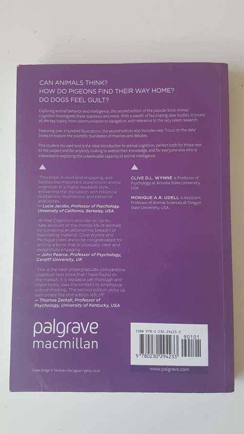 Animal Cognition. Evolution, Behavior and Cognition.  Second Edition. By Wynne and Udell.