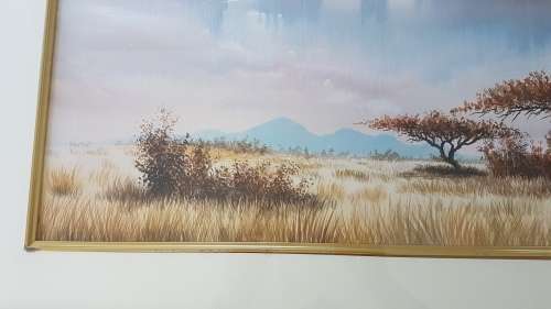 Ron Waldeck (1949- ). Tree on the Bushveld. Original painting.  Framed. Excellent condition. HUGE