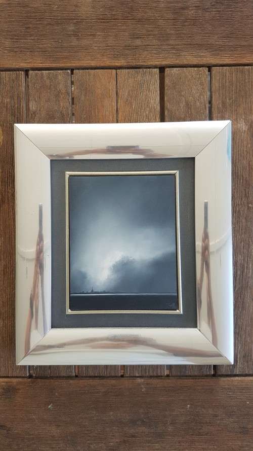 Cecilia van Heerden. Cloud Study . Exquisite Minature Oil with Chrome Frame!
