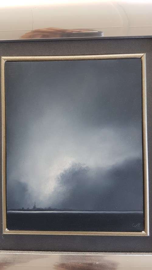 Cecilia van Heerden. Cloud Study . Exquisite Minature Oil with Chrome Frame!