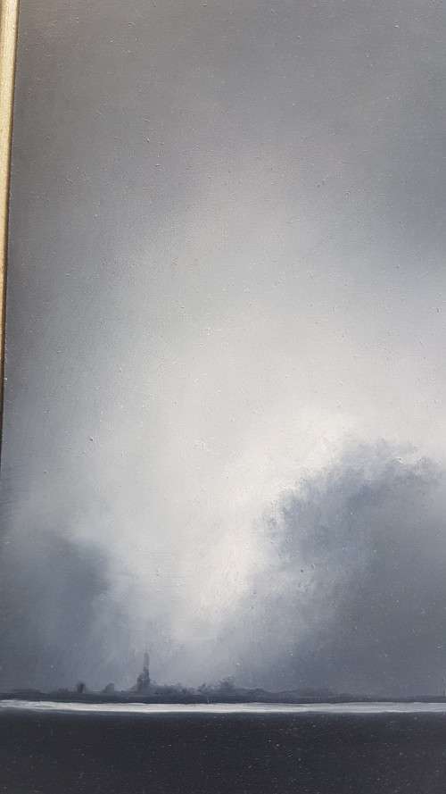 Cecilia van Heerden. Cloud Study . Exquisite Minature Oil with Chrome Frame!