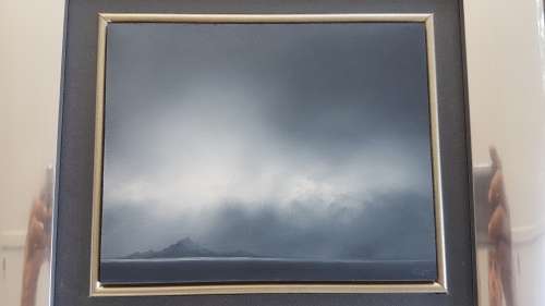 Cecilia van Heerden. Cloud Study . Exquisite Minature Oil with Chrome Frame!