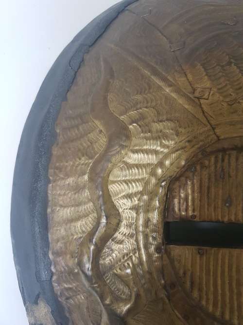 Mali Macouba African Owl Bird Mask.  Full brass panels on carved wood. Stunning. Ready to hang.