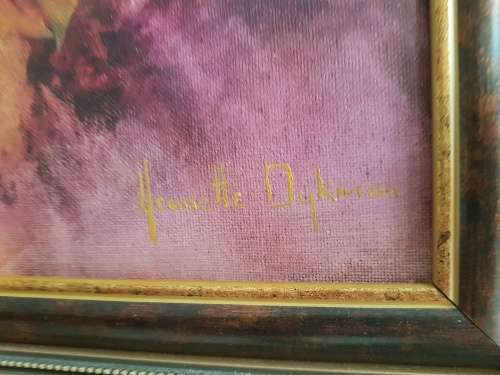 Jeanette Dykman (1938-2018).  Bouquet of  Red Roses in Ornate Gilt Frame.