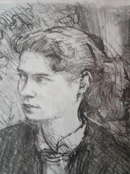 Rupert Shephard. Portrait of a young woman. 1950.  Stone Lithograph. Signed and dated.