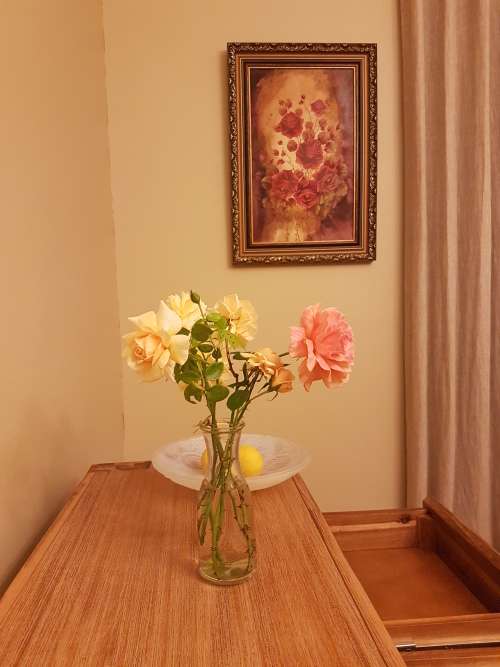 Jeanette Dykman (1938-2018).  Bouquet of  Red Roses in Ornate Gilt Frame.