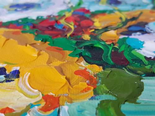 Liezl Le Roux. Still Life of a bowl of flowers. Excellent frame. Original acrylic, thick paint.