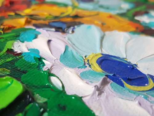 Liezl Le Roux. Still Life of a bowl of flowers. Excellent frame. Original acrylic, thick paint.