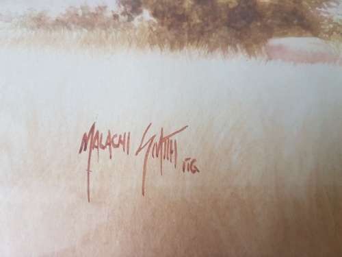 Malachi Smith (1948-1912 ). Bushveld  Scene . Original Watercolour. Study of Trees, Grass,  Boulders