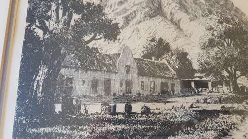 Tinus de Jongh. Vredenburg, Muldersvlei, Cape. Etching. Excellent condition frame.Double mount.