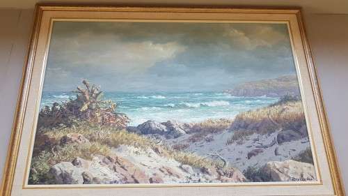 Roy Taylor ( 1919-2000) . Seascape of the Natal Coast.  Original Oil.. SIGNED and INSCRIBED