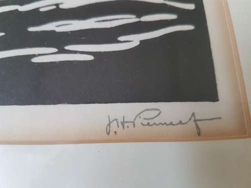 J.H. Pierneef Lithograph of Tweejongezellen Wine Farm. . Excellent condition print and frame.