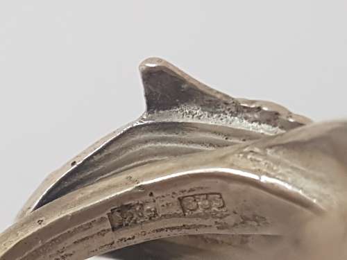 Stunning Flower Spoon Ring.  Solid Silver. Marked. 9  grammes.