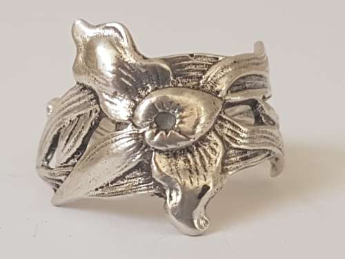 Stunning Flower Spoon Ring.  Solid Silver.