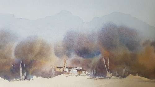 Phil Cloete. Autumn Trees, Stellenbosch AND Low tide, Knysna. DOUBLE SIDED ORIGINAL WATERCOLOURS!