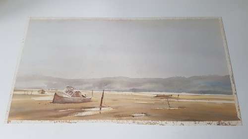 Phil Cloete. Autumn Trees, Stellenbosch AND Low tide, Knysna. DOUBLE SIDED ORIGINAL WATERCOLOURS!