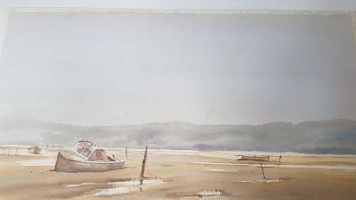 Phil Cloete. Autumn Trees, Stellenbosch AND Low tide, Knysna. DOUBLE SIDED ORIGINAL WATERCOLOURS!