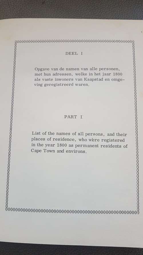 Cape Directory 1800 / Almanak van Kaapstad 1800.  Foreword by Eric Rosenthal. LIMITED TO 400 COPIES.