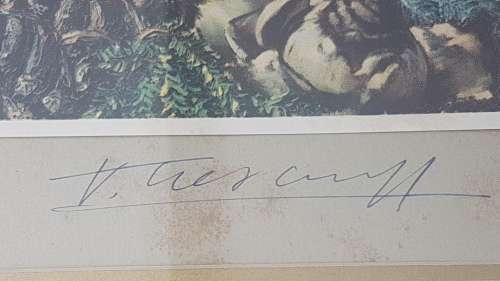 HAND SIGNED by Tretchikoff . Herb Seller. Framed Colour Plate. Ornate gilt mid-century frame.