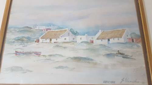 Jo Ebersohn. Kassiesbaai, Arniston. Original Watercolour, signed and gilt frame!