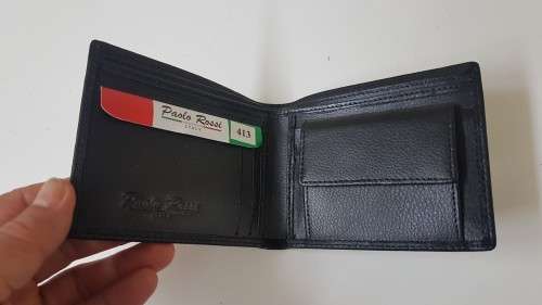 WALLET NEW IN BOX. Paolo Rossi Made In Italy Full Leather Foldout  Black Men`s Wallet. BARGAIN.