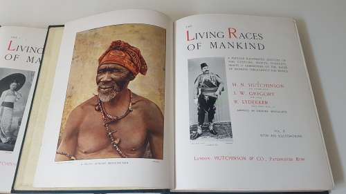 The Living Races of Mankind. 2 Volume Set in Decorated Half Leather. Published c. 1900 by Hutchinson