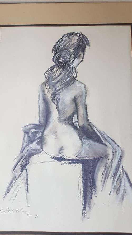 Robert Broadley ( 1908-1988 )  Nude Pastel, Watercolour and Pencil Original on Paper SIGNED, DATE