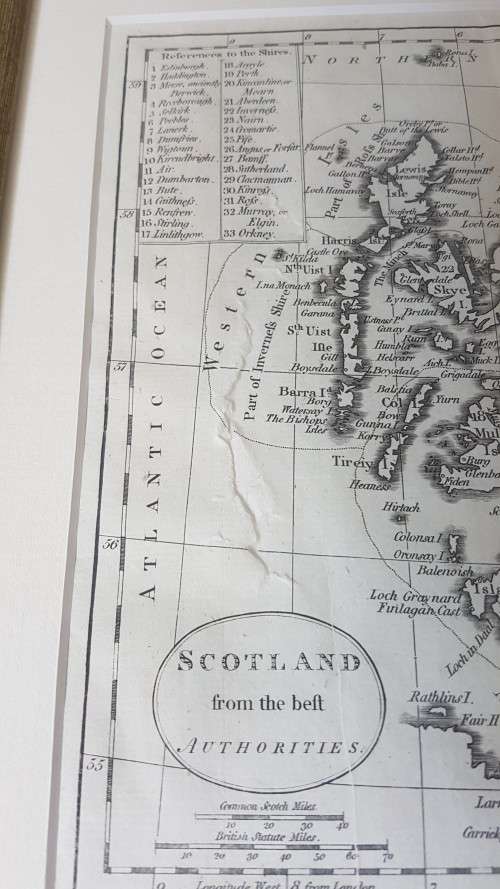 Scotland from the Best Authorities. Original 1794 map  by John Russell in new mount and frame.