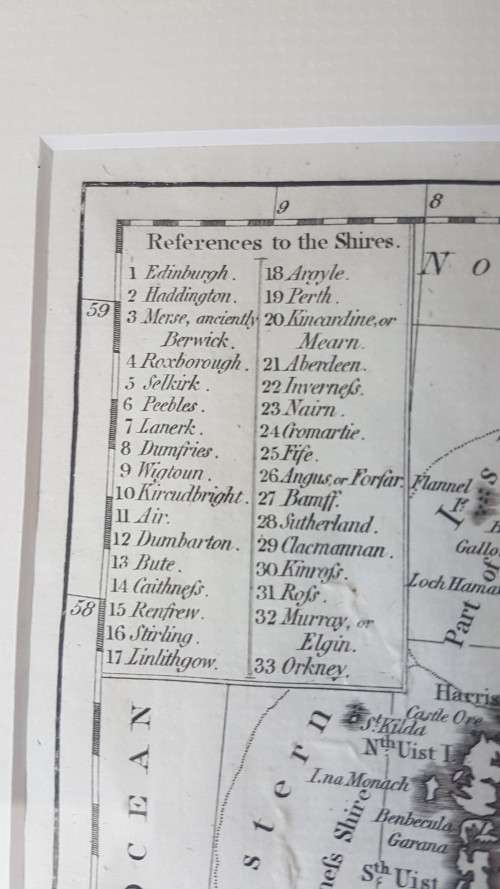 Scotland from the Best Authorities. Original 1794 map  by John Russell in new mount and frame.