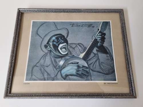 Tretchikoff Hand Signed Cape Minstrel in Original Mid-Century Frame.