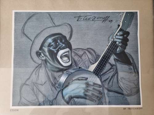 Tretchikoff Hand Signed Cape Minstrel in Original Mid-Century Frame.