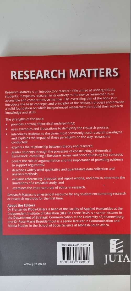 Research Matters. By du-Plooy Cilliers et al. BRAND NEW AND UNREAD.