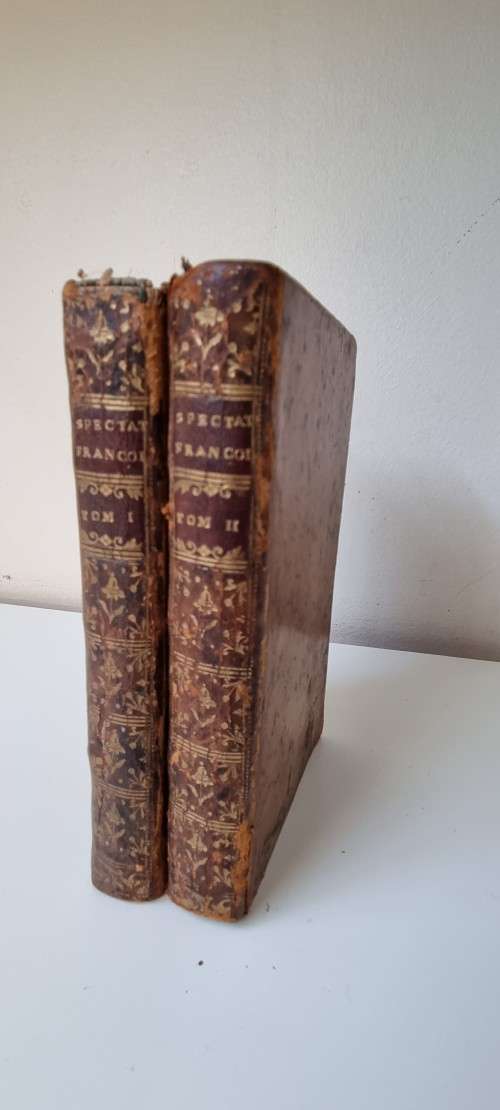 1761 set: Le Spectateur Francois by Pierre de Marivaux. Decorative gilt full leather binding!
