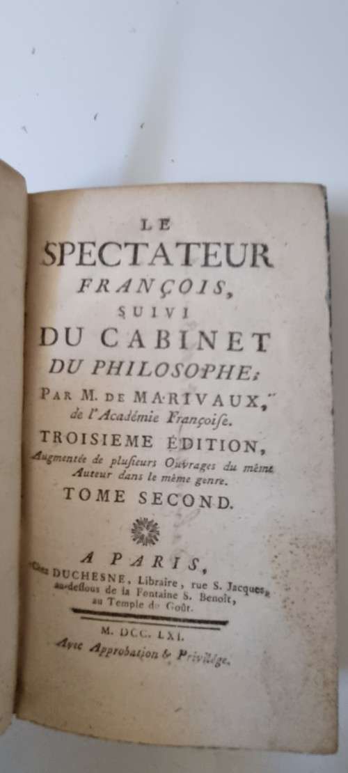1761 set: Le Spectateur Francois by Pierre de Marivaux. Decorative gilt full leather binding!