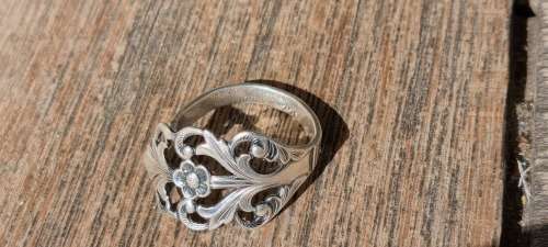 TH Marthensen Viking Rose Solid Sterling Silver Wrap Spoon Ring. STUNNING. NORWAY.