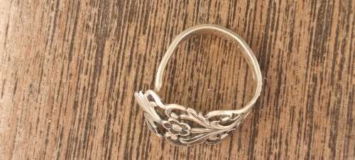 TH Marthensen Viking Rose Solid Sterling Silver Wrap Spoon Ring. STUNNING. NORWAY.