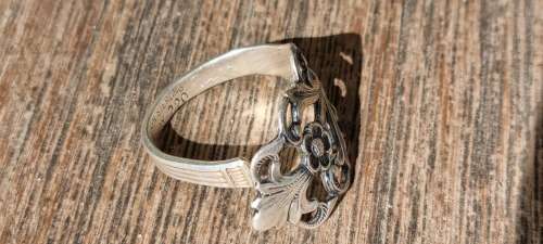 TH Marthensen Viking Rose Solid Sterling Silver Wrap Spoon Ring. STUNNING. NORWAY.