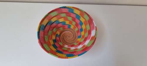 Mulitcoloured Wire Fruit Basket. NEW AND HAND MADE.  Exquisite Artistry. From Limpopo.