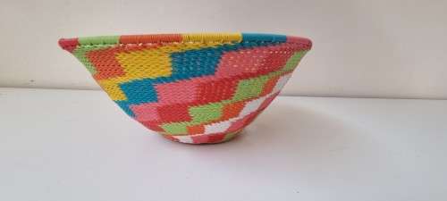 Mulitcoloured Wire Fruit Basket. NEW AND HAND MADE.  Exquisite Artistry. From Limpopo.