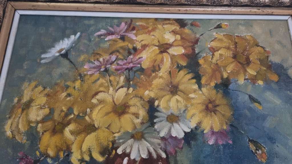 Johannes Borman.  ORIGINAL OIL FRAMED. Still life with daisies jug and lemon.